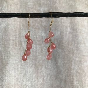Artisan Gold Cherry Quartz Drop Earrings